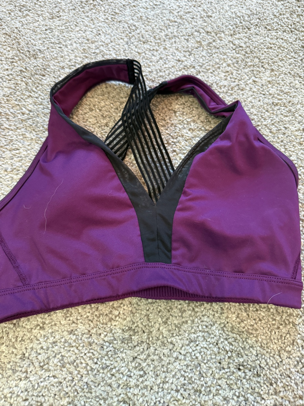 Victoria's Secret Plum Sports Bralette with Black Mesh Straps